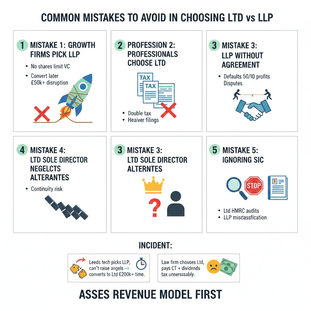 Common Mistakes to Avoid in Choosing Ltd vs LLP