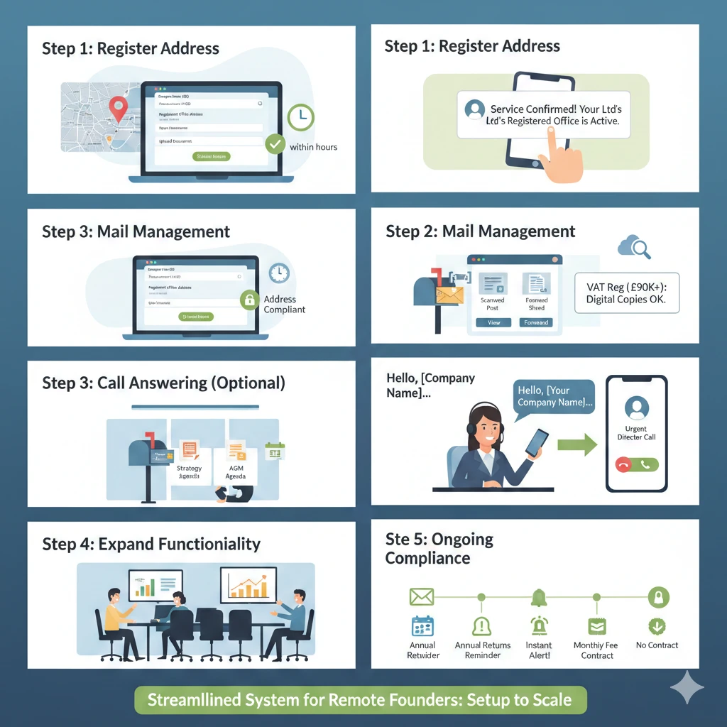 How Virtual Office Addresses Work for Remote Founders Step by Step