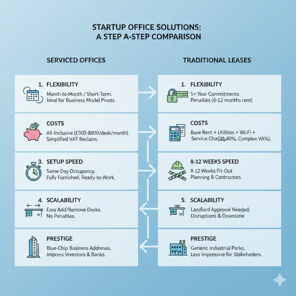 Step by Step Comparison Serviced Offices vs Traditional Leases