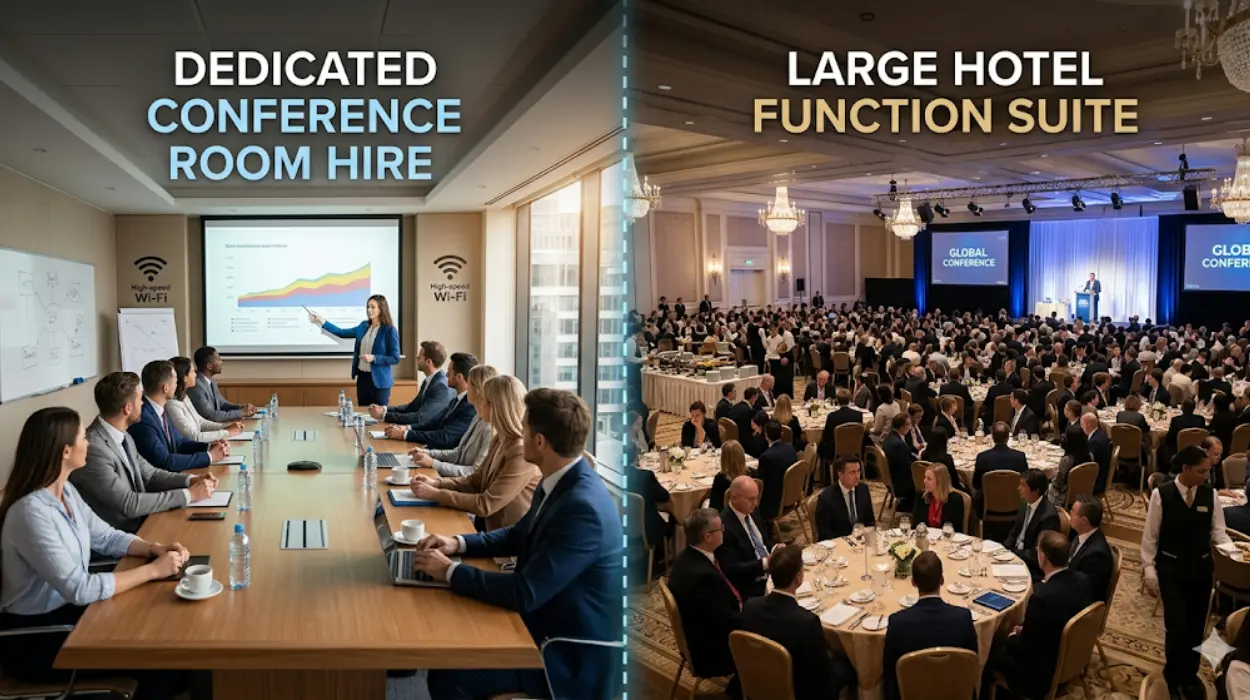 Comparing Conference Room Hire vs. Large Hotel Function Suites