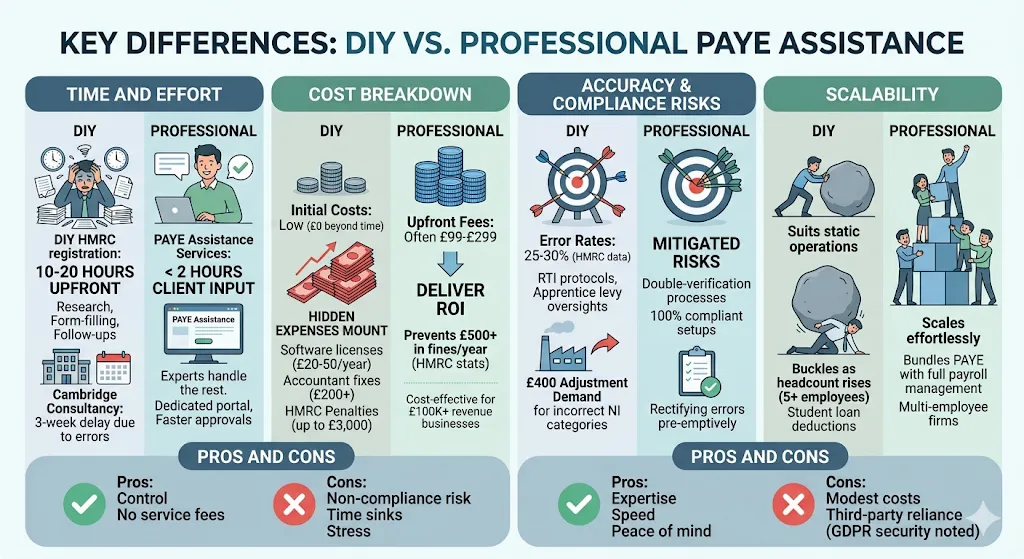 Key Differences DIY vs. Professional PAYE Assistance