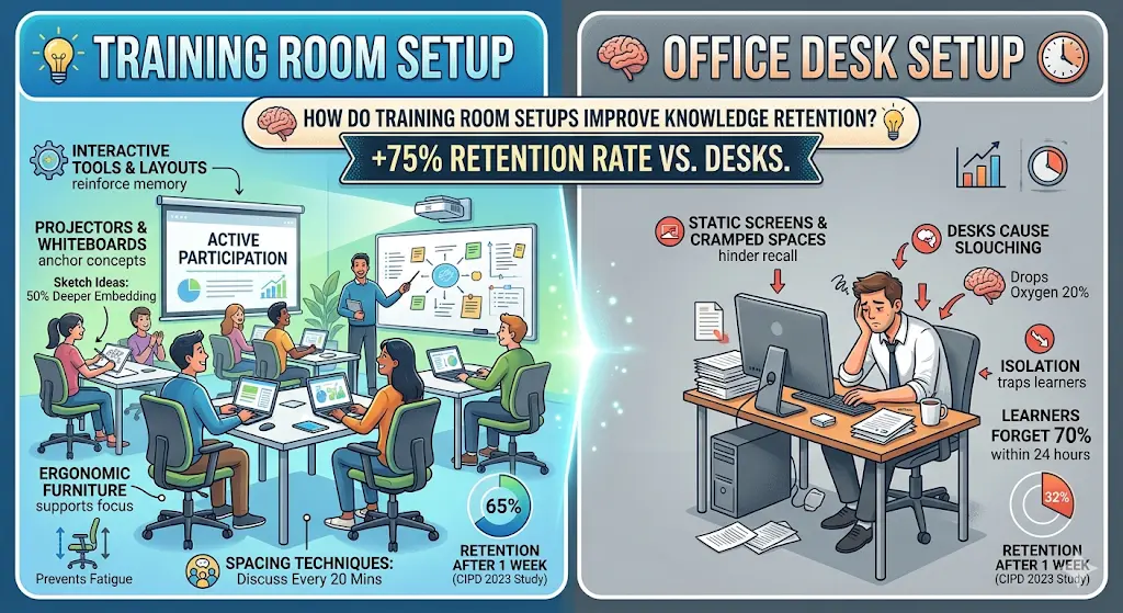 How Do Training Room Setups Improve Knowledge Retention