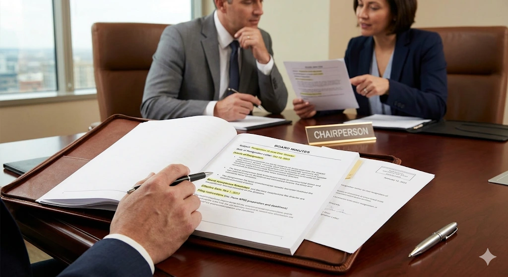 What Key Elements Must Board Minutes Include for Resignations
