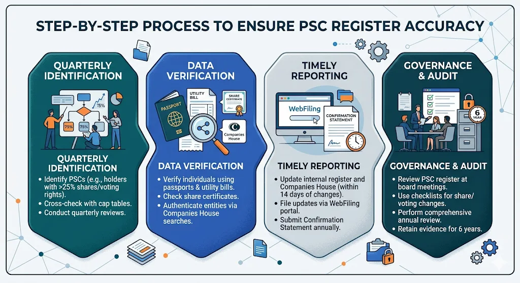 What Step-by-Step Process Ensures PSC Register Accuracy