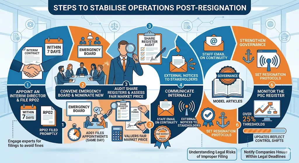What Steps Stabilise Operations Post-Resignation