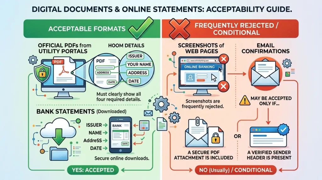 Can digital documents and online statements be used