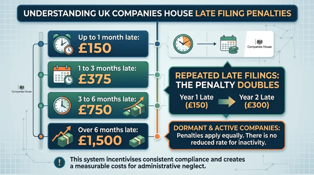 How are late filing penalties calculated in the UK