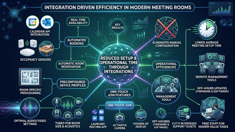 How do integrations reduce setup and operational time