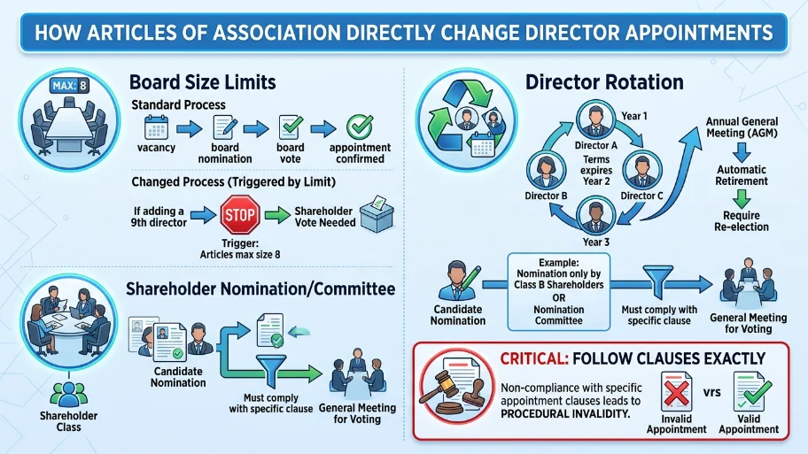 How do specific Article clauses influence appointment mechanics