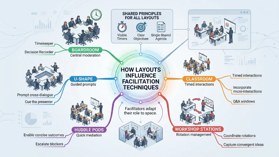 How do these layouts influence facilitation techniques