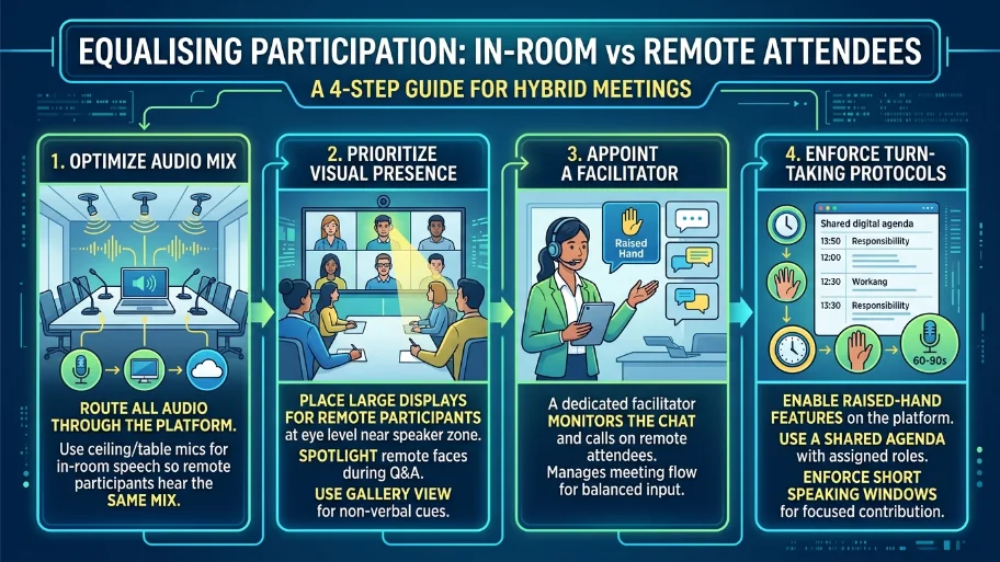 How do you equalise participation between remote and in-room attendees