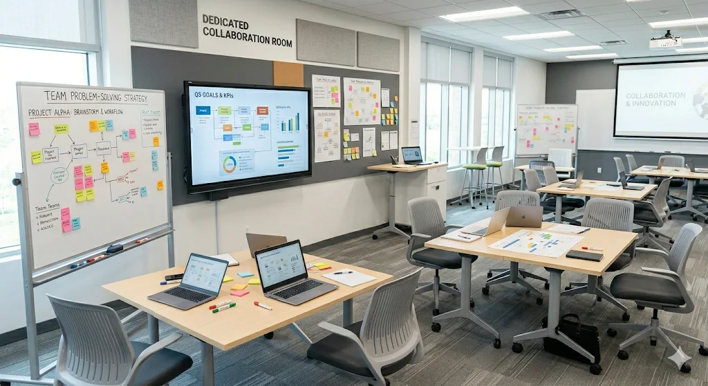 How does a dedicated training room improve team collaboration