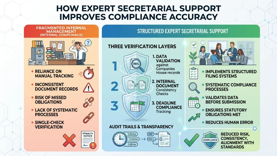 How does expert secretarial support improve compliance accuracy