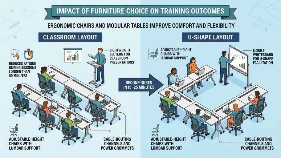 How does furniture choice affect training outcomes