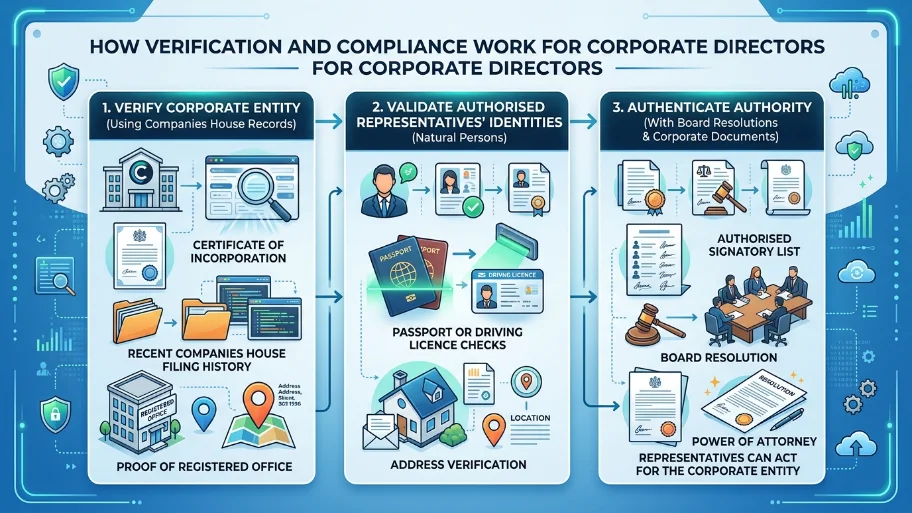 How does verification and compliance work for corporate directors