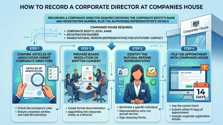 How is a corporate director recorded at Companies House