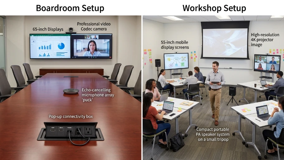 What AV and technology setups match each layout