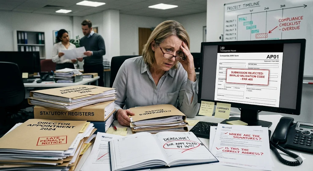 What are the risks of handling director appointment filings internally