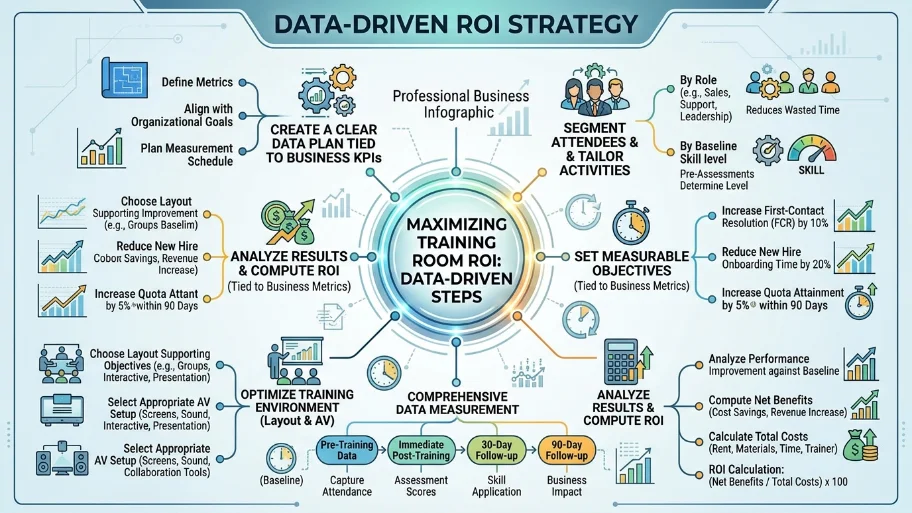 What data-driven steps improve ROI from a rented training room
