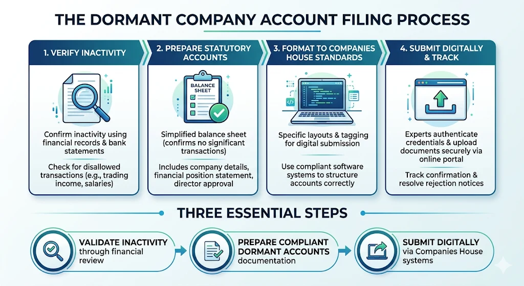 What does the dormant company account filing process involve