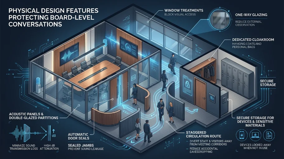 What physical design features protect board-level conversations