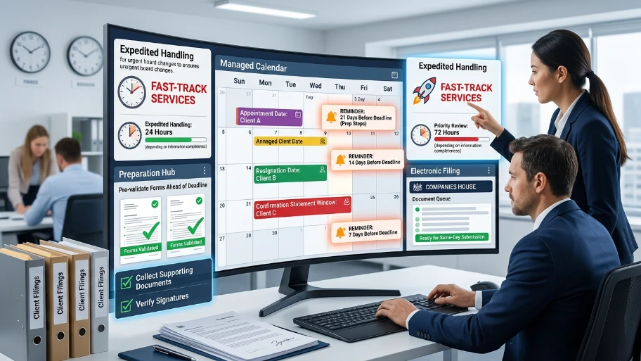 What processes do professionals follow to ensure timely filings