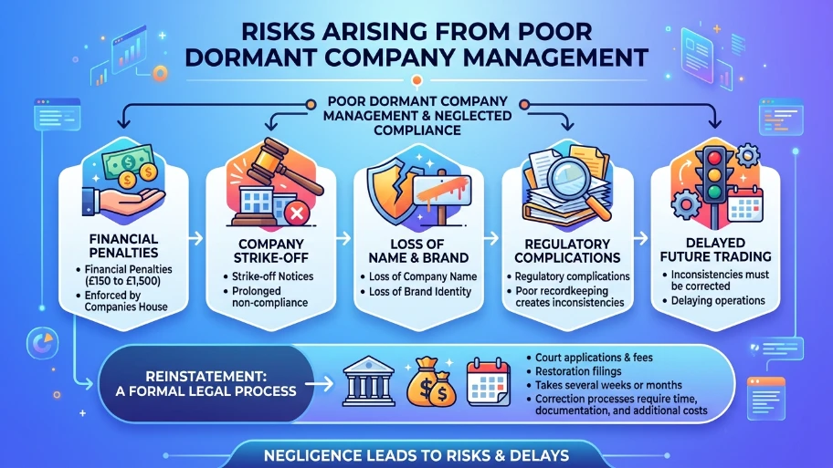 What risks arise from poor dormant company management