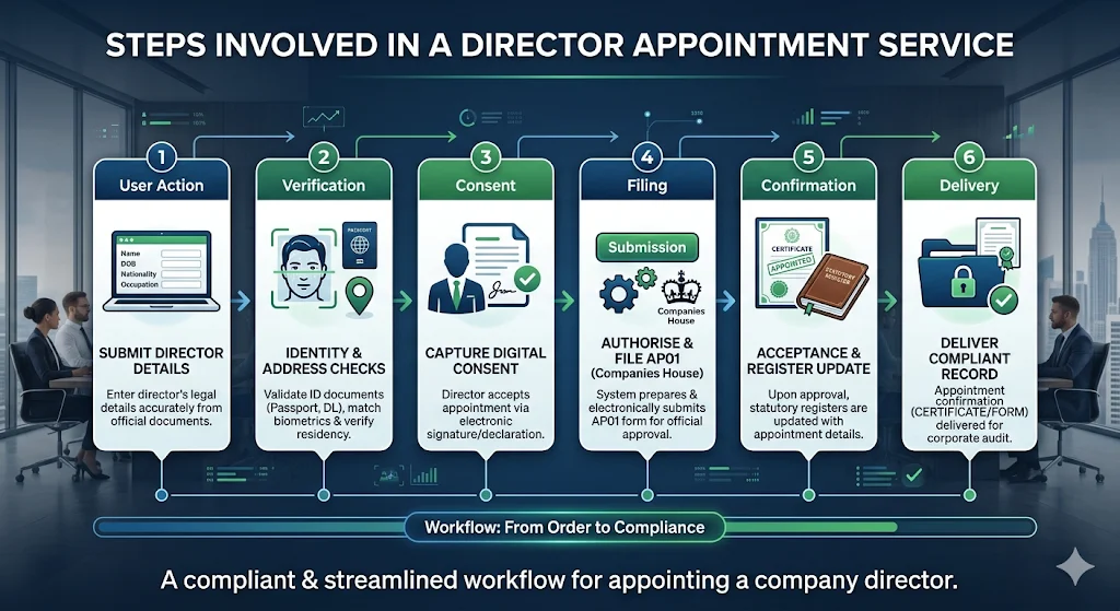 What steps are involved when you order a Director Appointment service