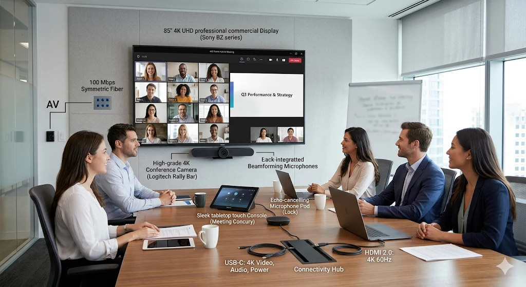 What technical specifications matter for hybrid meetings