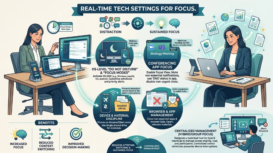What technology settings lower digital distractions in real time