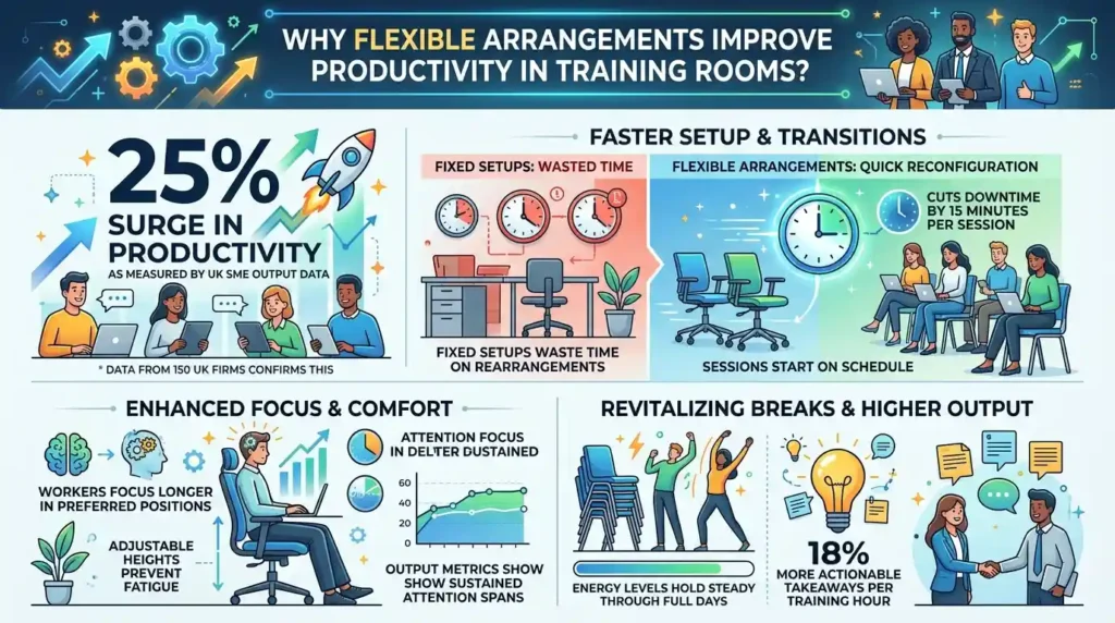 Why Do Flexible Arrangements Improve Productivity in Training Rooms