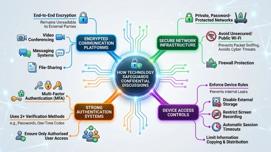 How can technology safeguard confidential discussions
