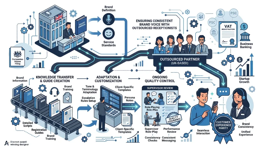 How do outsourced receptionists handle brand voice and customer experience