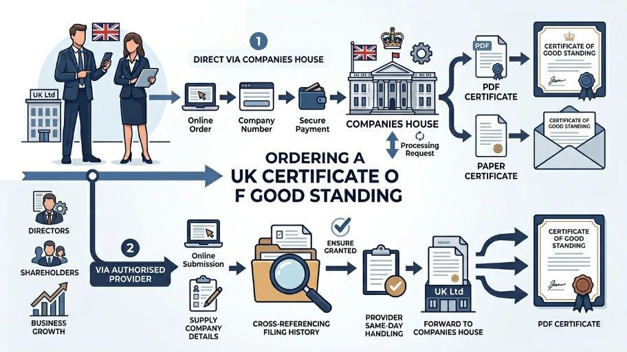 How do you order a Certificate of Good Standing in the UK