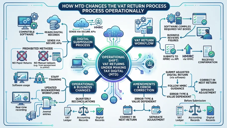 How does MTD change the VAT return process operationally