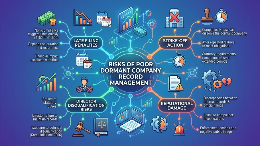 What are the risks of poor dormant company record management