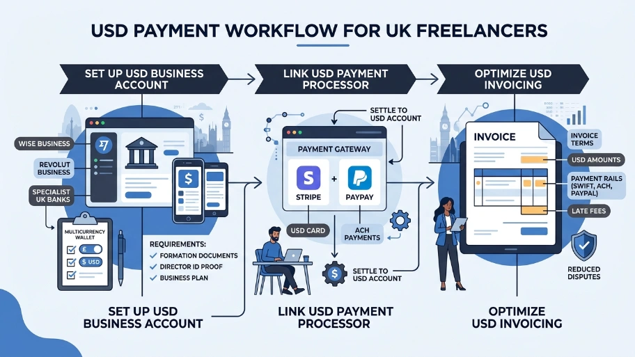 What banking and payment steps let freelancers receive USD