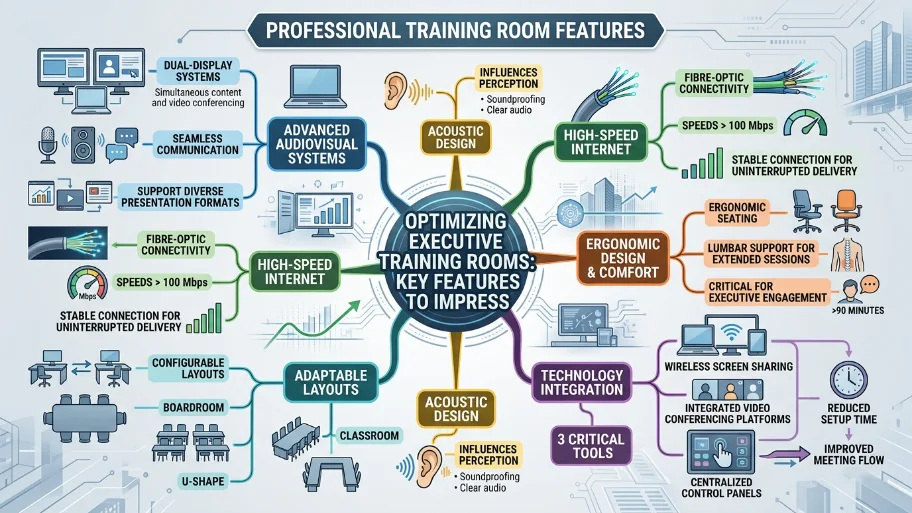 What features should a training room include to impress executives