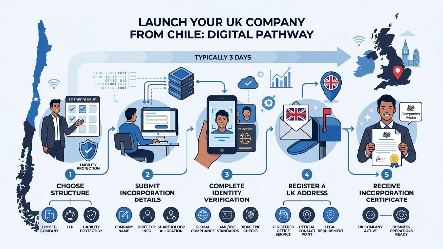 What is the step-by-step process to launch your UK company from Chile