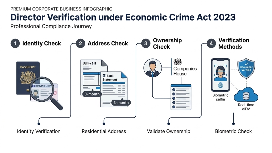 What specific verification steps are required for appointing a director under the Economic Crime Act 2023