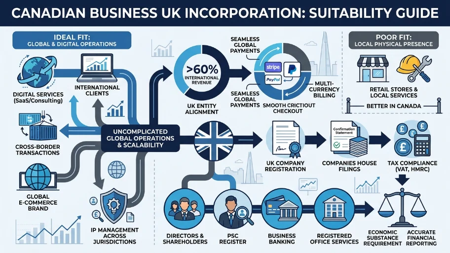 What types of Canadian businesses benefit most from UK incorporation