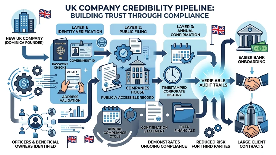 What verification and compliance processes add credibility to UK companies