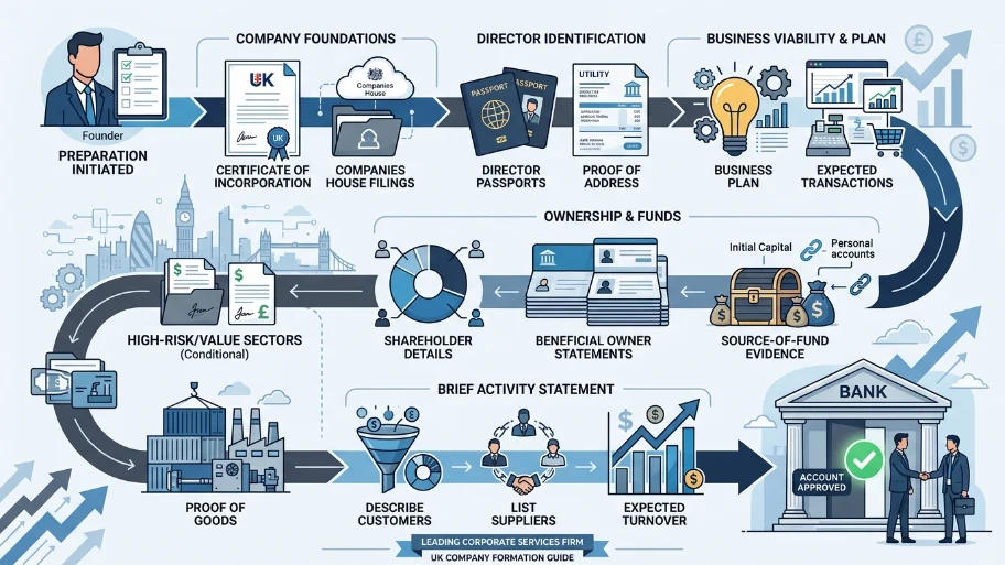 Which banking documents and verification steps do founders need to prepare
