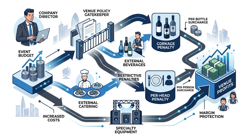 How Do Corkage and External Vendor Penalties Affect Event Budgets