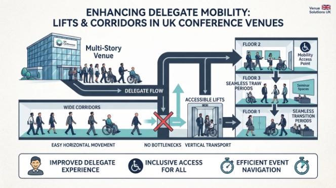 How Do Lifts and Corridors Impact Delegate Mobility
