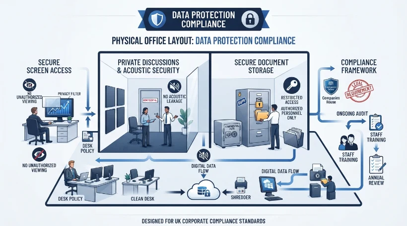 How Does Physical Room Layout Ensure Data Protection Compliance