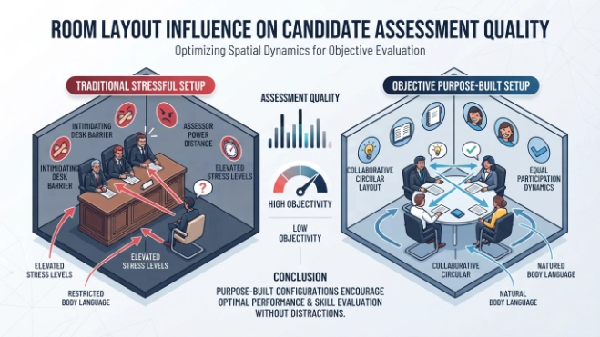How Does Room Layout Influence Candidate Assessment Quality