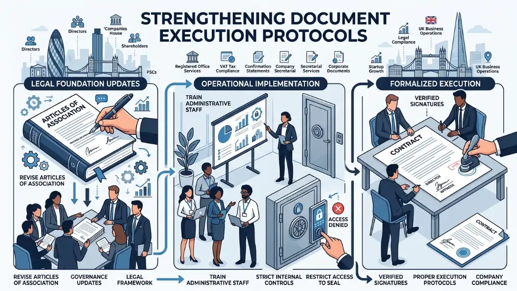 How can businesses implement proper document execution protocols