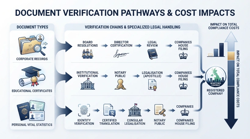 How do different document types impact total apostille costs