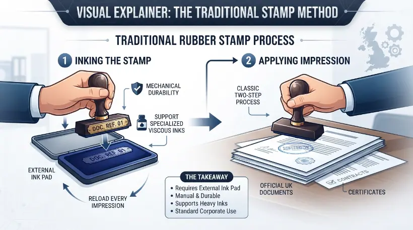 How do traditional rubber stamps differ in design